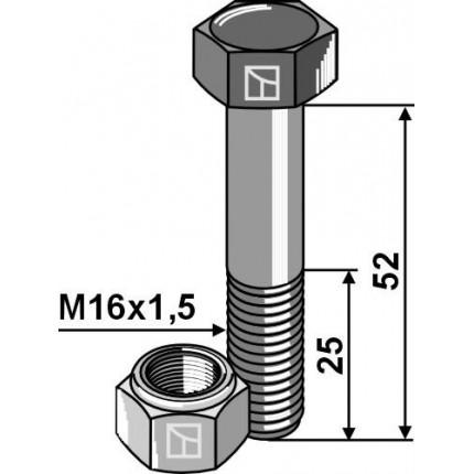 Болт шестигранный М16х52 с гайкой