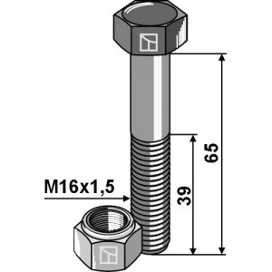 Болт со стопорной гайкой М16х1,5х65 - 12.9