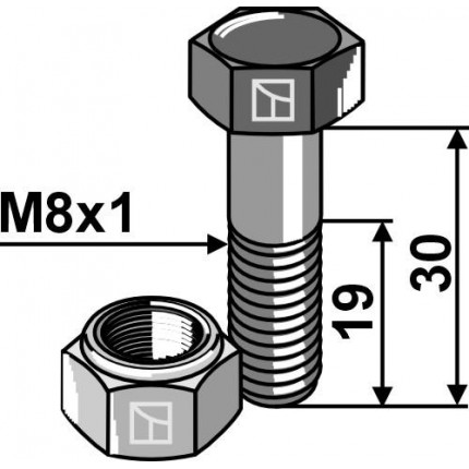 Болт с гайкой - M8x1 - 10.9