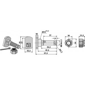 Болт с шестигранной корончатой гайкой M 20 x 1,5
