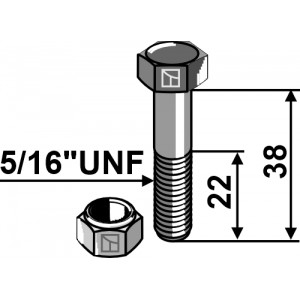 Болт со стопорной гайкой - 5/16''UNF