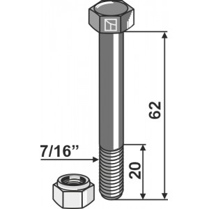 Болт со стопорной гайкой - 7/16''UNF