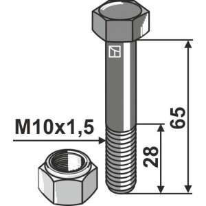 Болт со стопорной гайкой - M10 - 10.9