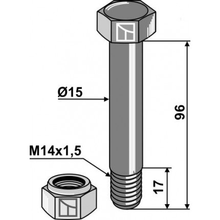 Болт со стопорной гайкой - M14x1,5 - 10.9