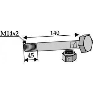 Болт со стопорной гайкой - M14x2 - 10.9