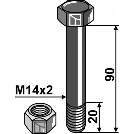 Болт со стопорной гайкой - M14x2 - 12.9