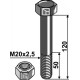 Болт шестигранный с гайкой М20х2,5х120- 10.9