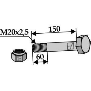 Болт шестигранный М20х150 с гайкой