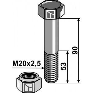 Болт со стопорной гайкой M20 x 2,5 - 8.8