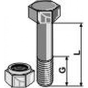 Болт со стопорной гайкой - M12x1,75 - 10.9