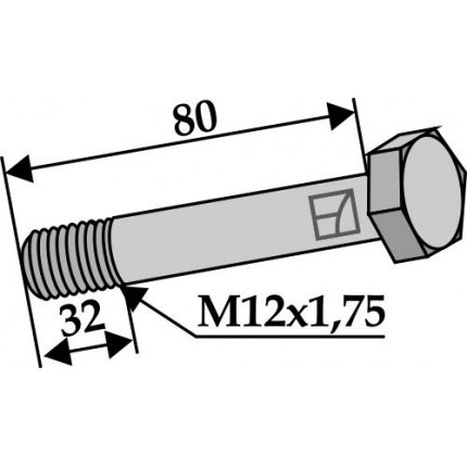 Болт со стопорной гайкой - M12x1,75 - 10.9