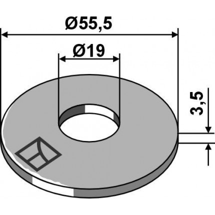Подкладное кольцо Ø55,5x3,5xØ19 - ISO7093-1