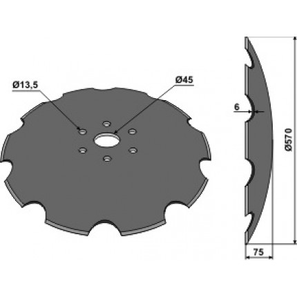Диск зубчатый БДМ 570х6мм Niaux 200