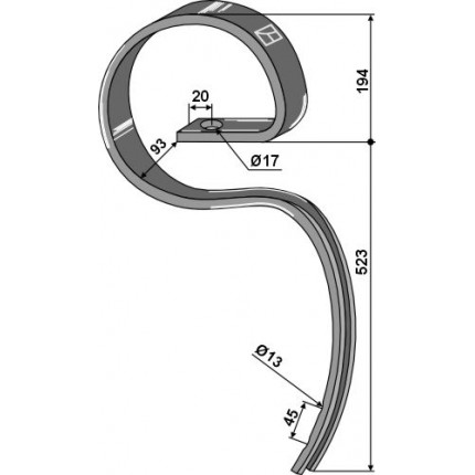 S-образная стойка бороны 70x12