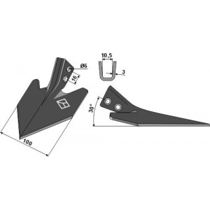 Пропашная лапа DIN 11112 - 100мм