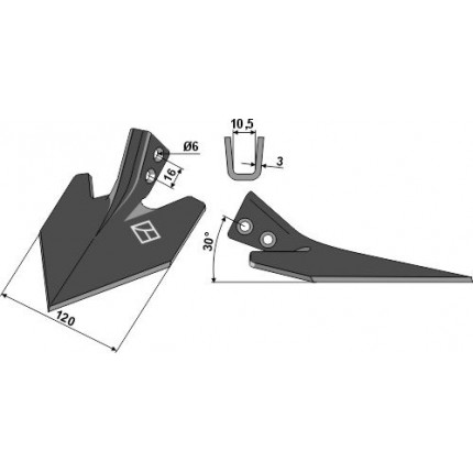 Пропашная лапа DIN 11112 - 120мм