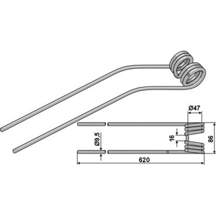 Пружинный зуб Ø9,5