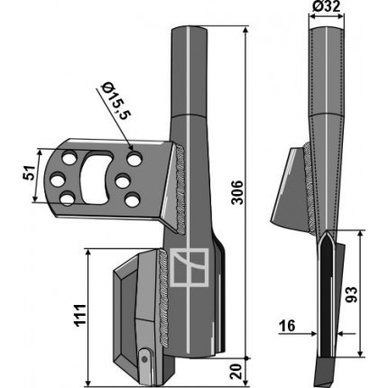 Семяпровод трубчатый сошника левый