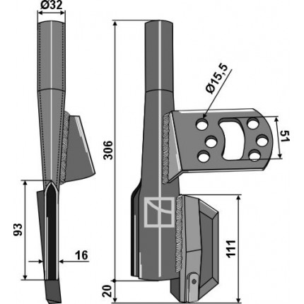 Семяпровод трубчатый сошника правый