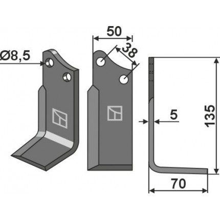 Фрезерный нож 135x50мм, правый