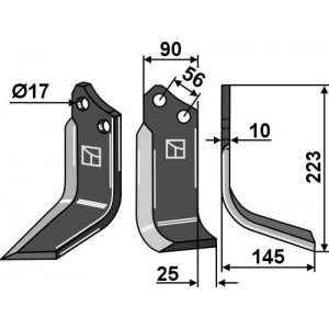 Фрезерный нож 223x90мм, правый