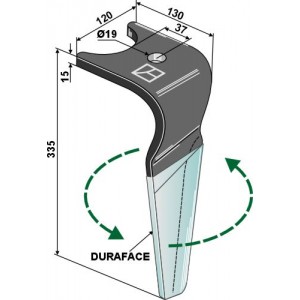 Зуб ротационной бороны - (DURAFACE) 335мм, левый