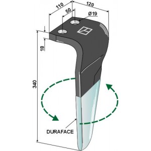 Зуб ротационной бороны (DURAFACE), левый