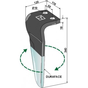 Зуб ротационной бороны (DURAFACE), правый