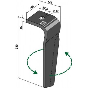 Зуб ротационной бороны 330мм, левый